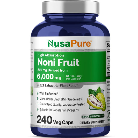 NusaPure Noni 20:1 extract bottle for everyday daily wellness support.