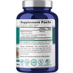 NusaPure slippery elm capsules in vegan 200-count bottle for daily routine.