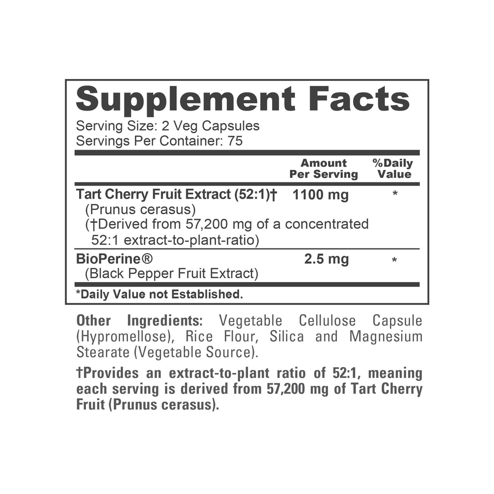 NusaPure Tart Cherry capsules close-up highlighting high potency features.
