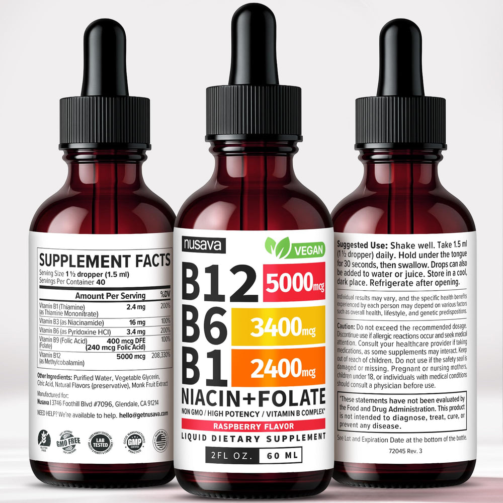NUSAVA B12 drops with B6, B1, niacin, folic acid