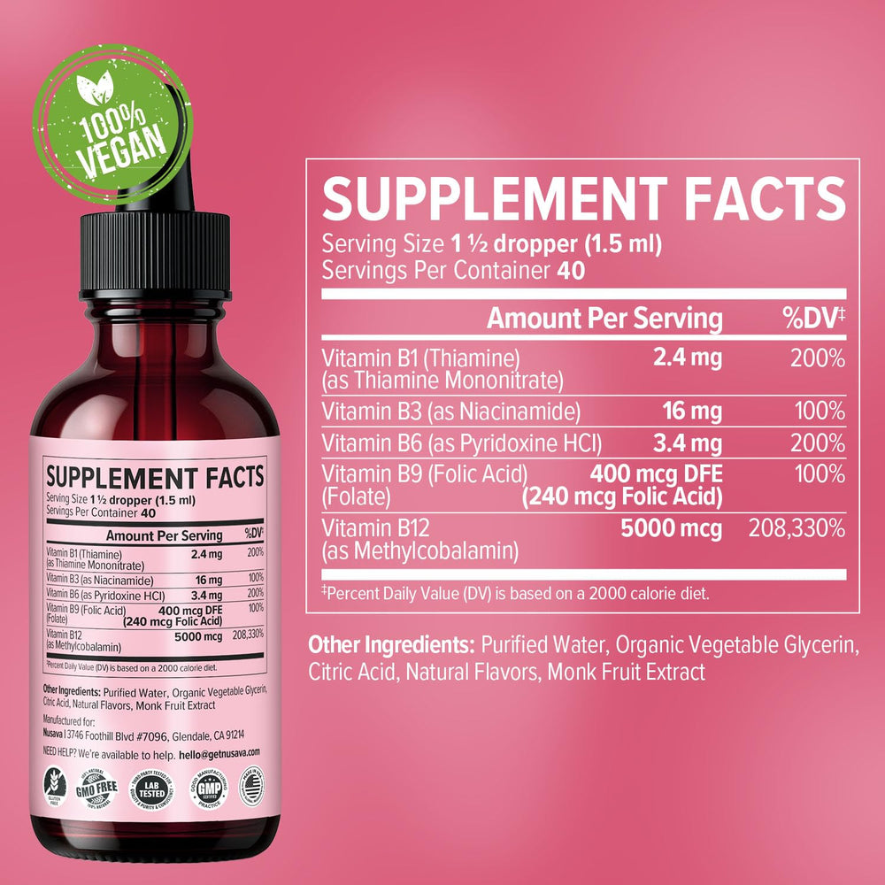 NUSAVA B12 Drops under-tongue administration for quick uptake.