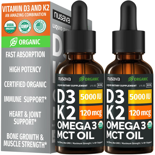 NUSAVA D3 K2 Drops bottle 2oz for easy daily intake and fast absorption