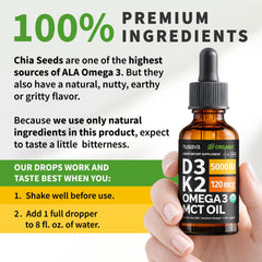 NUSAVA D3 K2 drops non-GMO, USA-made vitamin blend