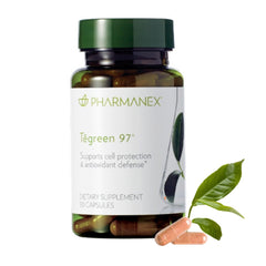 Nu Skin Pharmanex TeGreen 97 bottle front highlighting antioxidant support