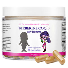 NUTOBE Berberine CoQ10 Phytosome bottle for daily energy support.