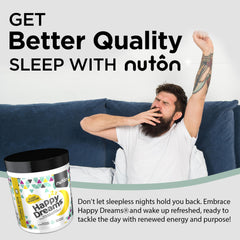 Nuton Happy Dreams bottle pour shot suggests easy nightly dosing before sleep.