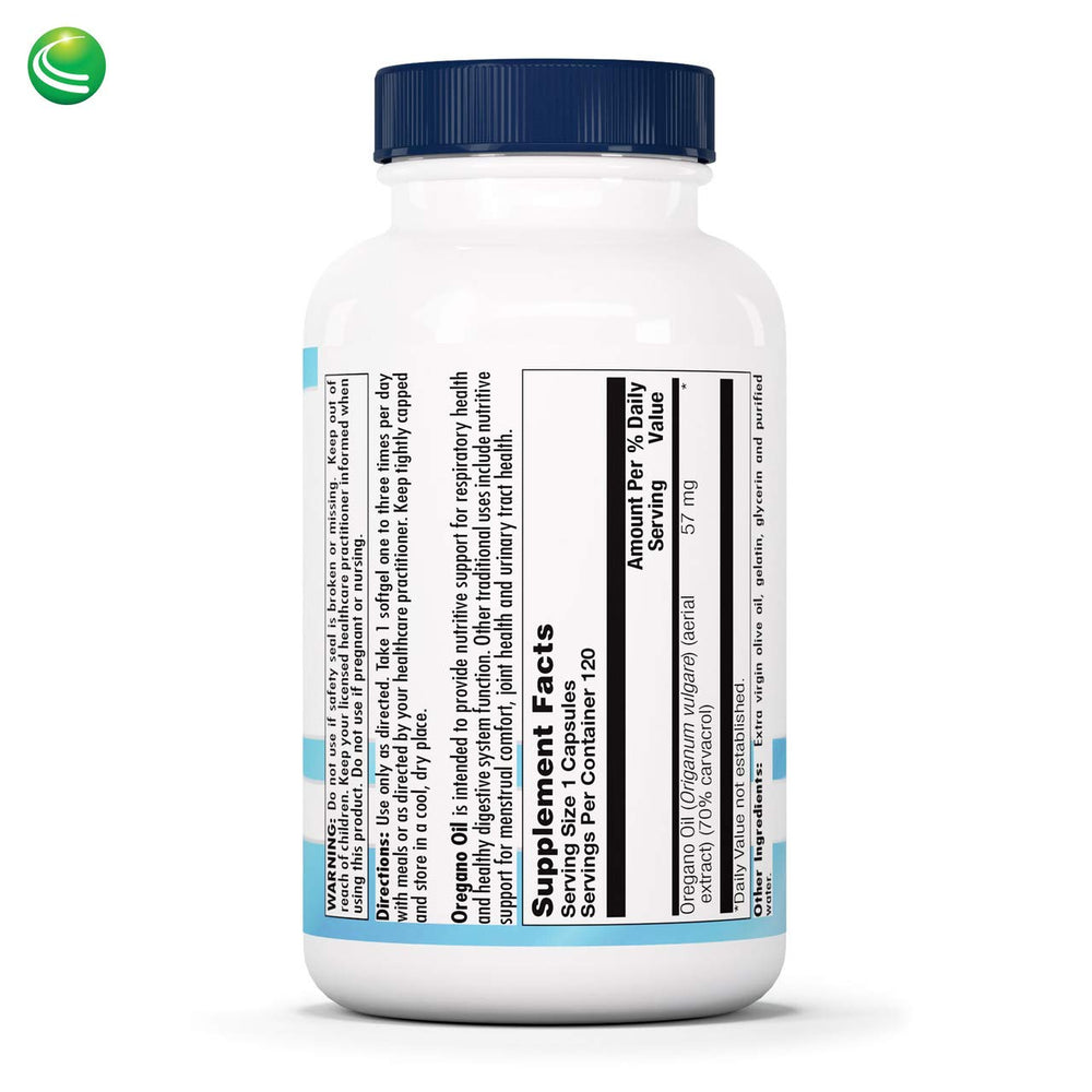 Close-up of oregano oil softgels emphasizing carvacrol-rich formula for daily wellness.