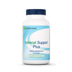 Nutra BioGenesis Adrenal Support Plus bottle label highlights complete adrenal support for daily resilience