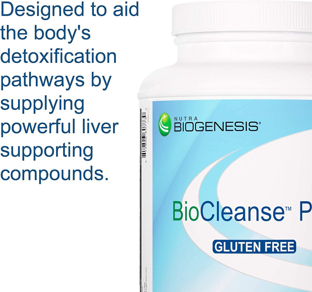 Nutra BioGenesis BioCleanse Plus bottle label features milk thistle icon.