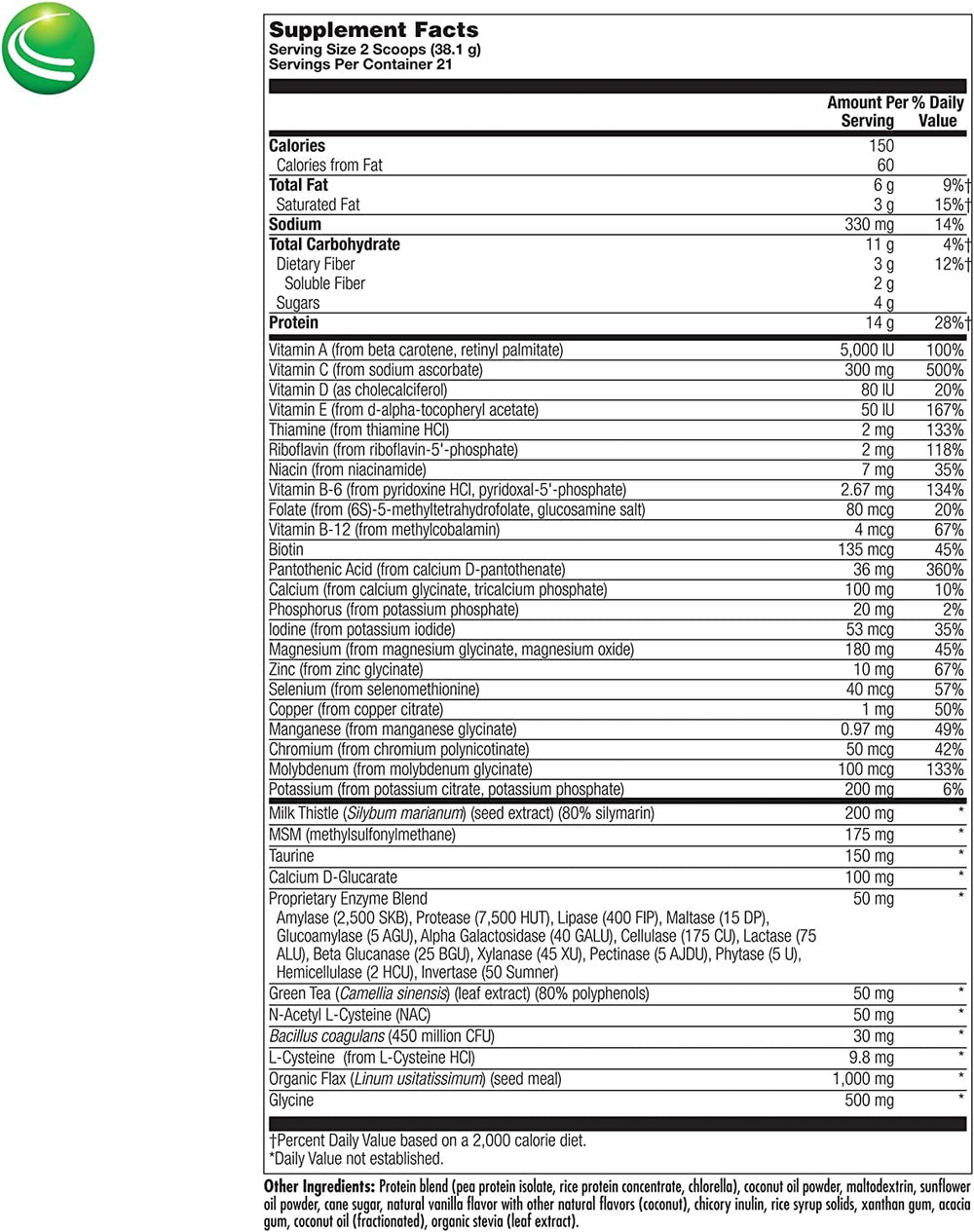 Nutra BioGenesis BioCleanse Plus close-up of ingredients panel.
