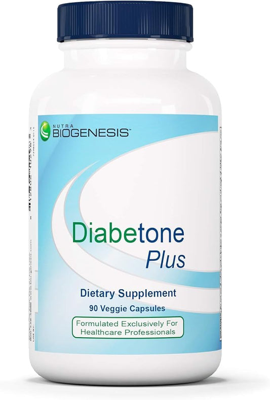 Nutra Biogenesis Diabetone Plus bottle front highlighting the metabolic support formula.