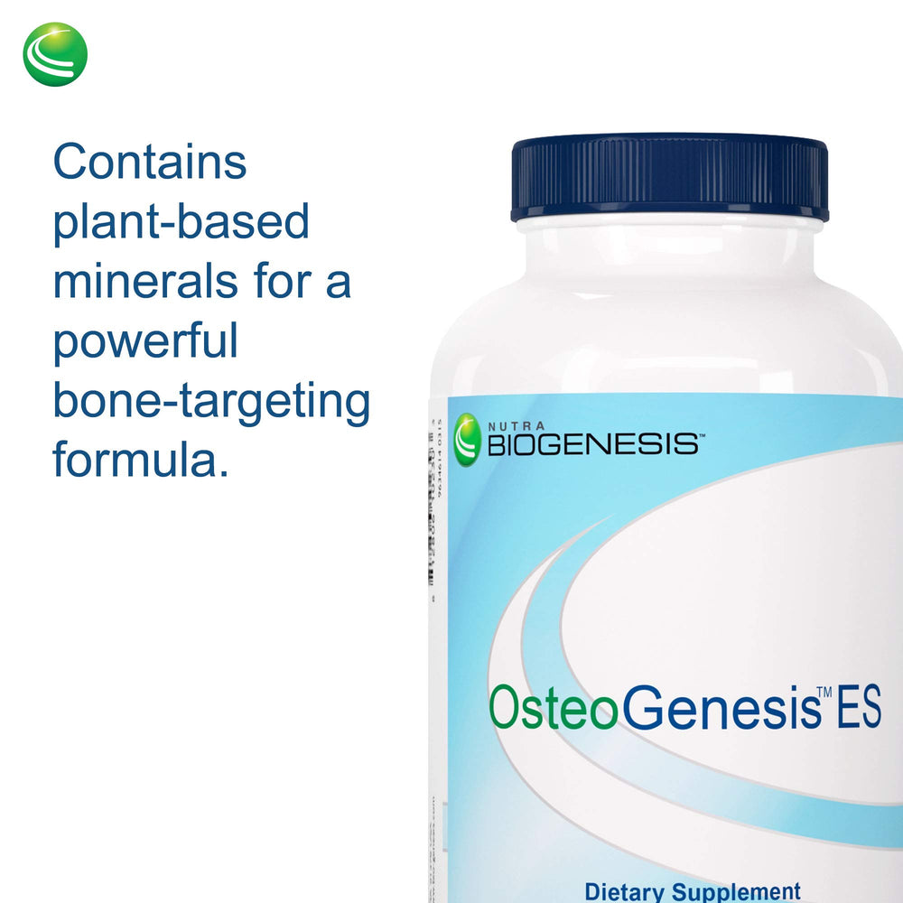Nutra Biogenesis Osteogenesis bottle on desk in a wellness space