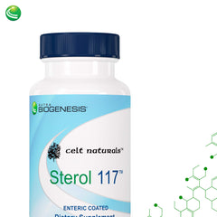Nutra BioGenesis Sterol 117 bottle shown with enteric coating for targeted delivery.
