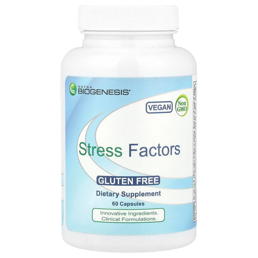 Nutra BioGenesis Stress Factors bottle with capsules for calm support