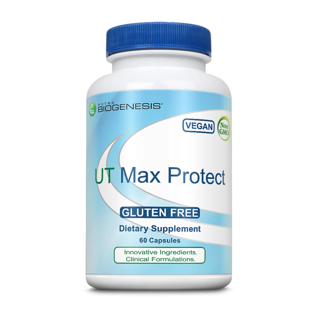 Nutra BioGenesis UT Max Protect bottle pouring for urinary support.