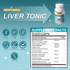 Nutra Seasons Liver Tonic label design highlighting quality and ingredients