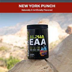NutraBio Alpha EAA third-party testing badge indicating quality assurance.