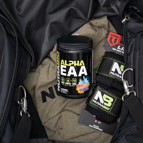 NutraBio Alpha EAA tub back showing transparent ingredient disclosure.
