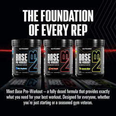 NutraBio Base Pre-Workout electrolyte bottle supports hydration.