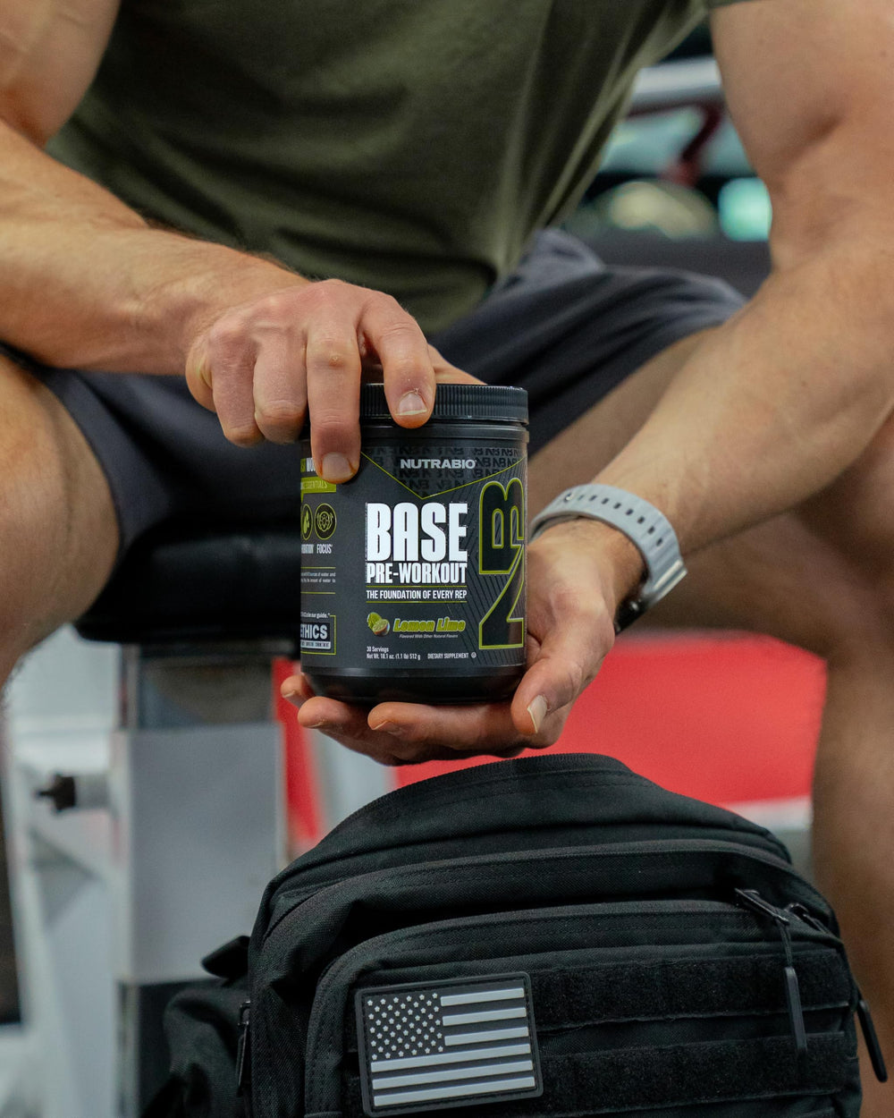NutraBio Base Pre-Workout pump-focused image hints at fuller muscle pumps.