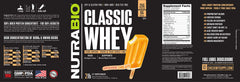 NutraBio Classic Whey BCAAs visual emphasis on protein support.