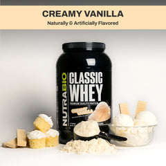 NutraBio Classic Whey mixing bottle demonstrating smooth blending