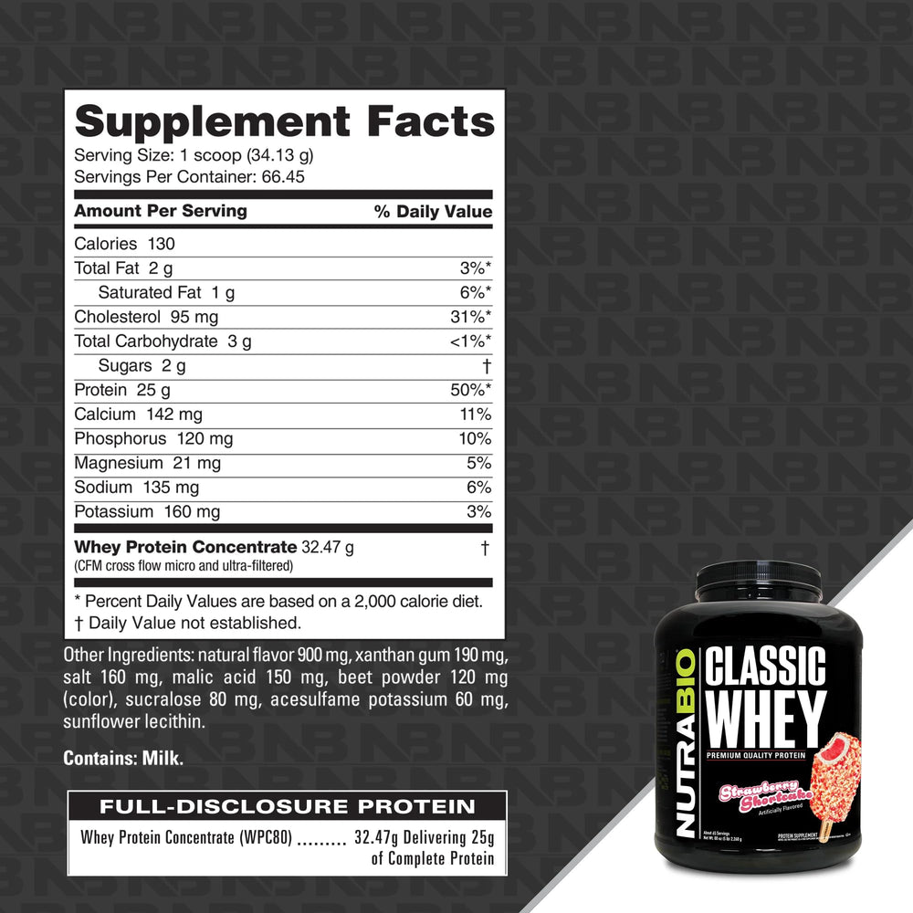 NutraBio Classic Whey shaker with powder ready to mix
