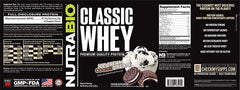Third-party testing seal on NutraBio Classic Whey tub