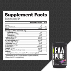 NutraBio EAA Pure powder being dispensed for easy amino acid intake.
