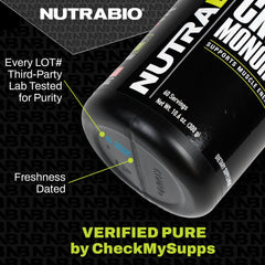 NutraBio EAA Pure servings count on tub for 30 servings