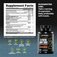 NutraBio Extreme Joint Care ingredients close-up emphasizes curcumin and boswellia.
