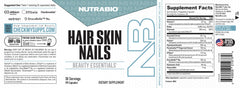 NutraBio Hair Skin Nails packaging with 90 capsules for simple routines.