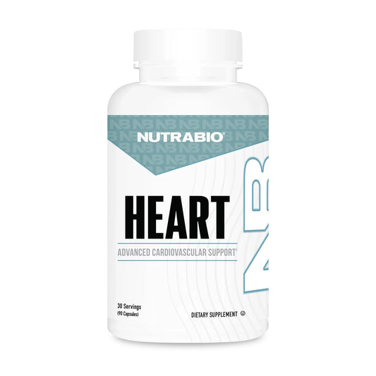 NutraBio Heart bottle front view for cardiovascular support in daily wellness.