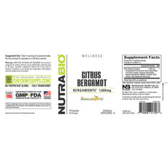 NutraBio ingredients panel label displaying polyphenols and vitamin C