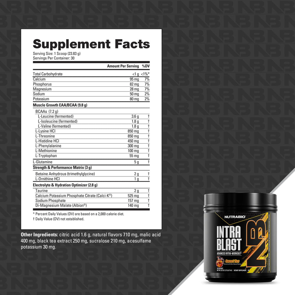 NutraBio Intra Blast electrolyte matrix supports hydration during training