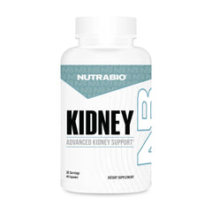 NutraBio Kidney Support bottle front with 90 capsules, ideal for daily detox routines