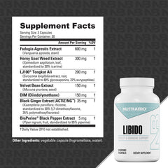 NutraBio Libido bottle in hero shot signaling enhanced drive and performance potential