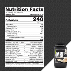 NutraBio MRP creamy vanilla shake being poured for on-the-go energy.