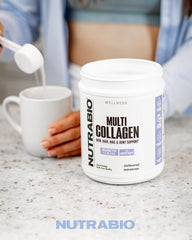 NutraBio Multi Collagen ingredients emphasize grass-fed peptides and purity.