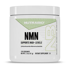 NutraBio NMN bottle front showing label for energy support