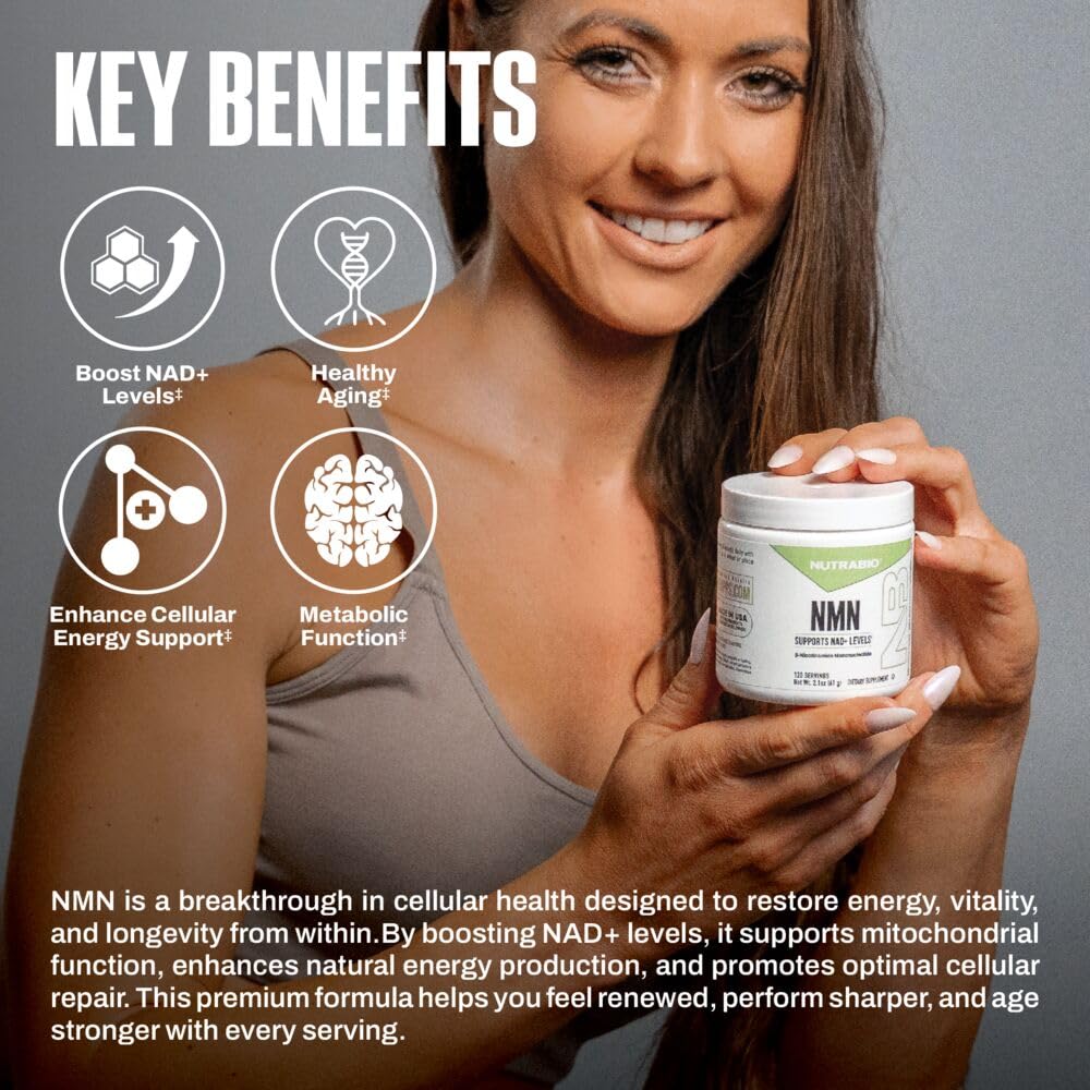 NutraBio NMN capsules close-up highlighting 500 mg per serving