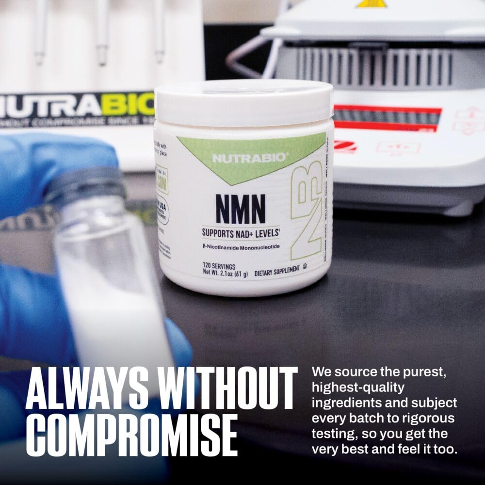 NutraBio NMN capsules in hand for on-the-go NAD+ support