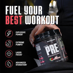NutraBio STIM-Free PRE Scoop shows precise dosing for pumps and endurance