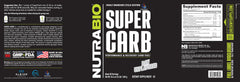 NutraBio Super Carb unflavored jar emphasizes versatile use.