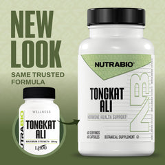 NutraBio Longjack LJ100 capsules close-up highlighting 200 mg per serving.