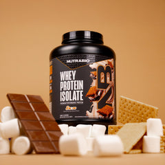NutraBio whey isolate label close-up showing amino acid profile and low carb content