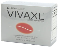 Nutraceutics Vivaxl sachets beside a clear water glass