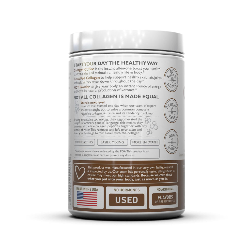 NUTRACOLLAGEN mocha hazelnut latte blends smoothly with shakes.