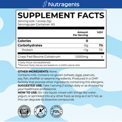 Nutragenis Colostrum powder in a shake, versatile daily mix.