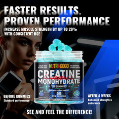 NUTRAGOGO Creatine Gummy vegan GMP-certified badge signaling purity.